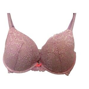 Victoria Secret Dream Angel Bra 34DD Pink Rhinestone Lace Push Up Padded